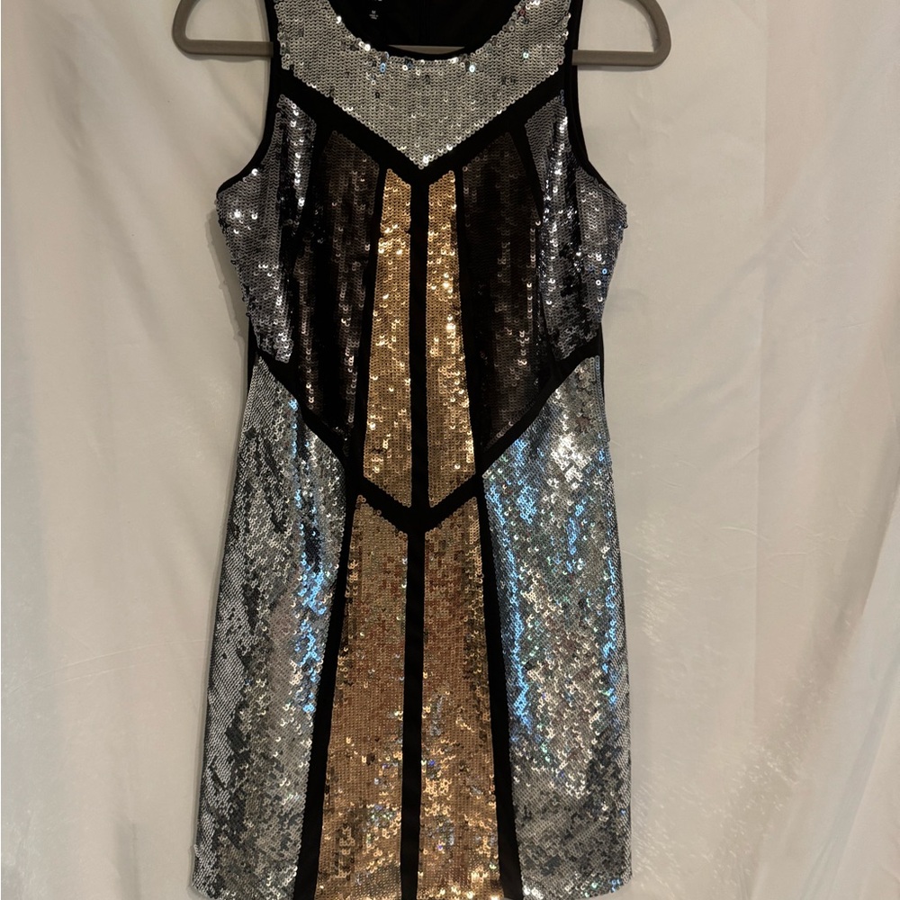 Fate Sequin Mini Dress - Black, Gold, Silver